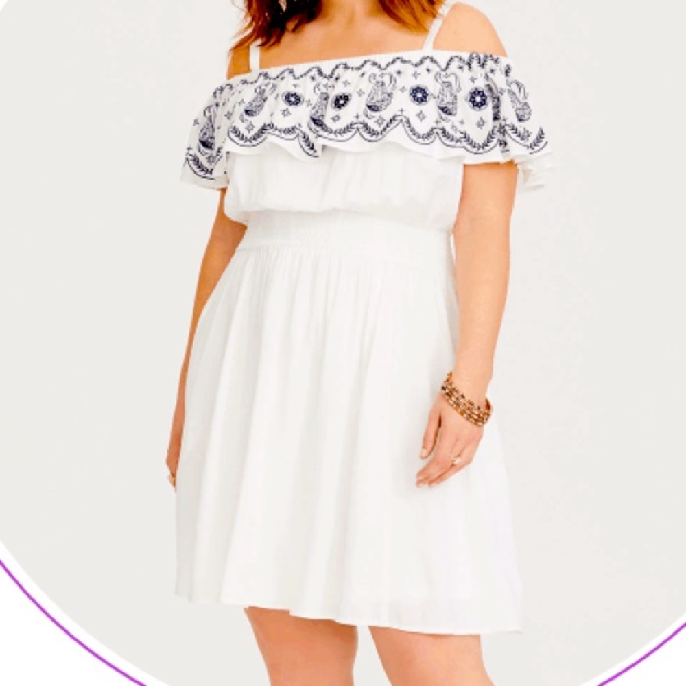 Off the Shoulder Star Wars Embroidered Sun Dress